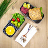 Gorgeous food photography: eSeasons Bento Lunchbox in Dark Grey with appetizing lunch including salad, fruit, strawberry & sandwich