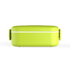 eSeasons Bento 2 tier Lunchbox Green with stainless steel cutlery, for adults & children, microwave & dishwasher safe BPA free Side View