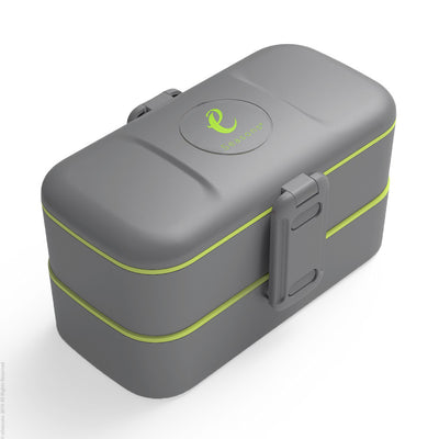 Bento Lunchbox 2 tier 4 Compartments Warm Grey - eSeasons GmbH