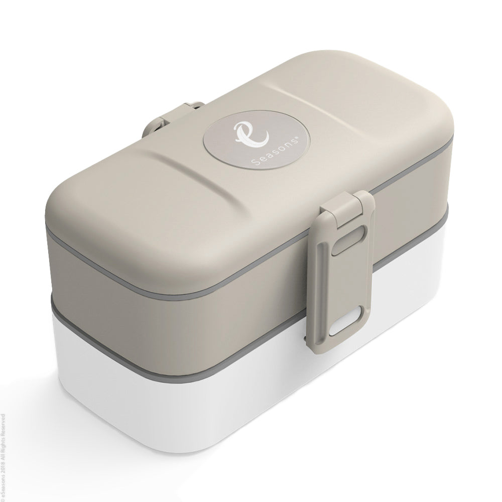 Bento Lunchbox 2 tier 4 Compartments Warm Grey - eSeasons GmbH