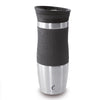 eSeasons Vacuum Insulated Travel Mug. Stainless Steel, Black 375ml. Silicone soft grip. Easy to open close and pour.