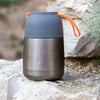 eSeasons Vacuum Insulated Stainless Steel Food Flask. Grey Orange BPA Free. Keeps hot/cold 430ml
